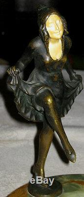 Antique Tereszczuk Austrian Bronze Dancing Lady Art Statue Sculpture Tray Holder