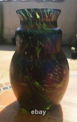 Antique VTG Studio Art Glass Iridescent Vase Austrian Bohemian Textured Kralik