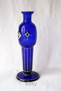 Antique Wiener Werkstatte cobalt blue enamel vase 1905-1910