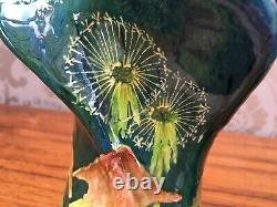 Antique pair Austrian Secessionist Art Nouveau flower amphora thistle vases