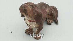 Appealing Antique (early 20thC) Austrian Cold-Painted Bronze of a Hound