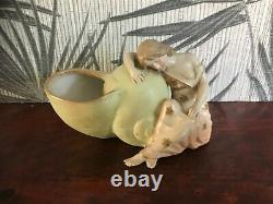 Art Nouveau Amphora Austrian porcelain Lady with a Shell