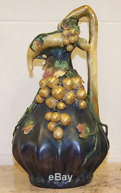 Art Nouveau Amphora Edda Turn-Templitz Pottery Pitcher/Ewer Circa 1901