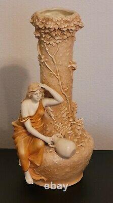 Art Nouveau Amphora Ewer Vase c. 1900 Female Figural