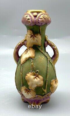 Art Nouveau Amphora Leaf Vase