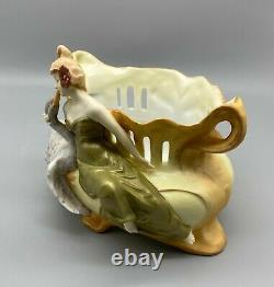 Art Nouveau Amphora Vase / Bowl with Nymph Swan