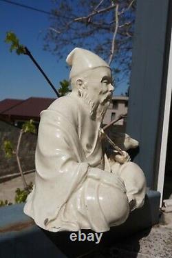 Art Nouveau Austrian Ceramic Porcelain Sculpture Buddhist Chinese Priest&Goat