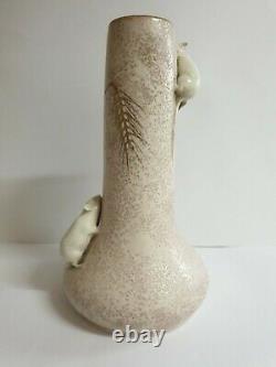 Art Nouveau Austrian Ernst Wahliss Vase Mice & Wheat