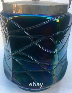 Art Nouveau Austrian Kralik Lidded Buiscut Jar