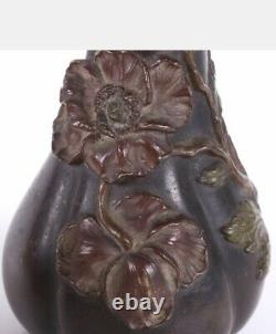 Art Nouveau Austrian Poppy Bronze Vase C 1900