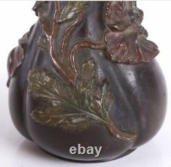 Art Nouveau Austrian Poppy Bronze Vase C 1900