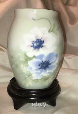 Art Nouveau Austrian Pottery Vase Porcelain Bernard Bloch Floral Poppy Eichwald