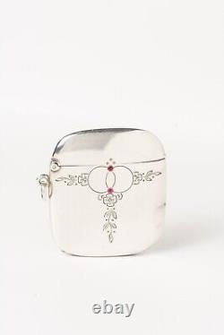 Art Nouveau Austrian Silver & Ruby Vesta Case