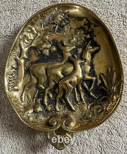Art Nouveau Austrian Vienna Bronze Geschutzt Forest Deer Scene Tray Dish