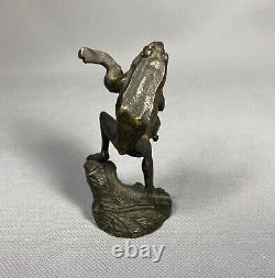 Art Nouveau Austrian Vienna Bronze Singer Frog with Mandolin Player Figurine 4'