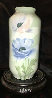 Art Nouveau Bernard Bloch Floral Porcelain Vase Austrian Poppy Blue Green White