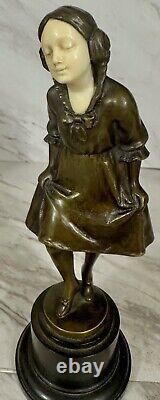 Art Nouveau Deco Bronze Woman Sculpture Bakelite Base Peter Tereszczuk Style
