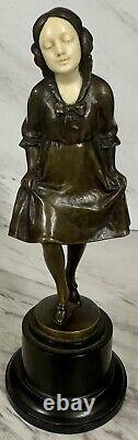 Art Nouveau Deco Bronze Woman Sculpture Bakelite Base Peter Tereszczuk Style