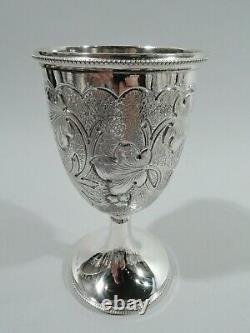 Art Nouveau Goblets Set 8 Wine Water Stemware Barware Austrian 935 Silver