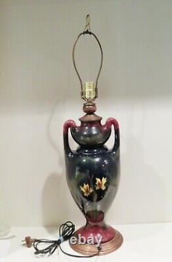 Art Nouveau Hand Painted Austrian Art Pottery Vase Converted Table Lamp