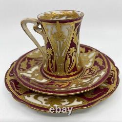Art Nouveau Handpainted Austrian coffee cup and saucer trio