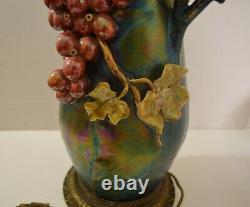 Art Nouveau Heliosine Ware Rsth Zsolnay Amphora Iridescent Lamp