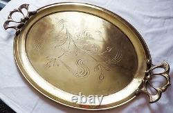 Art Nouveau Huge Argentor Austrian Silver Plated Oval Tray Two Impressive Handle