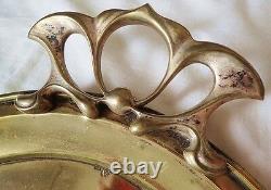Art Nouveau Huge Argentor Austrian Silver Plated Oval Tray Two Impressive Handle