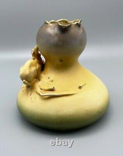 Art Nouveau Stellmacher Teplitz 7 Rabbits Amphora Vase