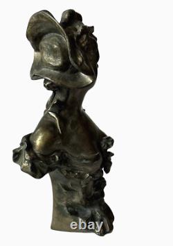 Art Nouveau c. 1910 Austrian Bronze-Spelter Young Maiden Bust Sculpture