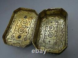 Austrian 800 Silver Jeweled Rare Box Chrysopraise Saphire Amethyst Enamel Rare