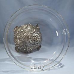 Austrian Art Nouveau 800 Silver Cut Glass Reticulated Shell Design Center-Piece