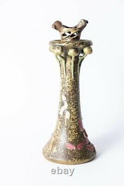 Austrian Art Nouveau Ceramic Candlestick Eduard Stellmacher Amphora circa 1902