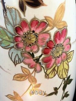 Austrian Art Nouveau c. 1900s Amphora Style Floral Vase With Asymmetric Handles