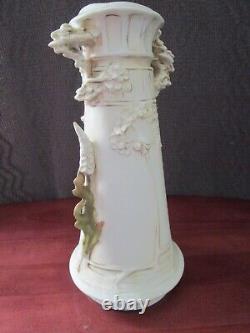 Austrian Art Nouveau style ivory tinted porcelain vases (two)