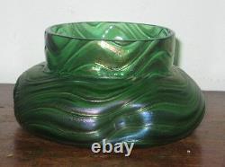 Austrian Bohemia Iridescent Glass Vase / Bowl Art Nouveau Design