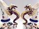 Austrian Bohemian Art Nouveau 19th century Dragon Handles Porcelain Ewers Pair