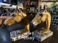 Austrian Bronze Painted Horse Head Bookends Sculpture Horse Figurines Antique