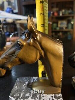 Austrian Bronze Painted Horse Head Bookends Sculpture Horse Figurines Antique