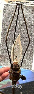 Austrian Cold Painted Bronze Lamp Loetz Type Shade / inkwell