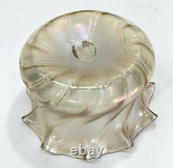 Austrian Hand Blown Gold Iridescent Glass Ruffled Bowl