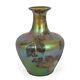 Austrian Iridescent Glass Loetz att. Vase with Silver Overlay by La Pierre c. 1900