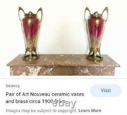 Austrian Jugendstil Art Nouveau Ox Blood Urns With Fancy Mounts
