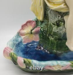 Austrian Majolica Glaze Porcelain Hand Painted Vase Sculpture Signed