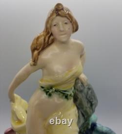 Austrian Majolica Vase Elegant Sculpture Woman Pond Porcelain Ceramic 11x11