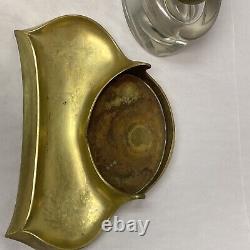 Austrian Patinated & Gilt Bronze Brass Massive Glass Inkwell Art Nouveau 11x7x5