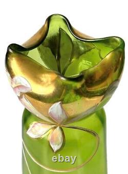 Austrian Rindskopf or Kralik Art Nouveau Evergreen Iridescent Gorgeous Vase