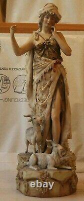 Austrian Royal Dux Large Figure Of A Shepherdess