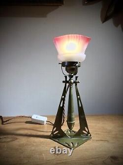 Austrian Secessionist Period Brass Adjustable Table Lamp