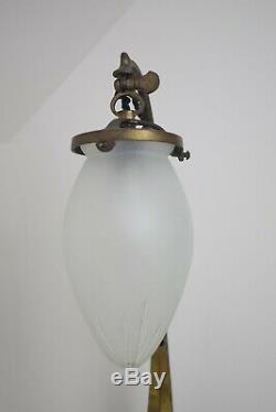 Austrian Secessionist Period Brass Adjustable Table Lamp, Art Nouveau Lighting